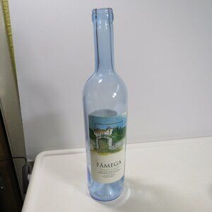 Famega Vinho Verde 2007 EMPTY Light Blue Bottle with a vinyard drawing